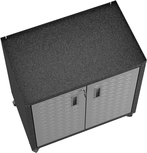 Image of Manhattan Comfort Fortress Collection Modern Designed Mobile Storage Garage Cabinet Great For Tools and Supplies, Stainless Steel