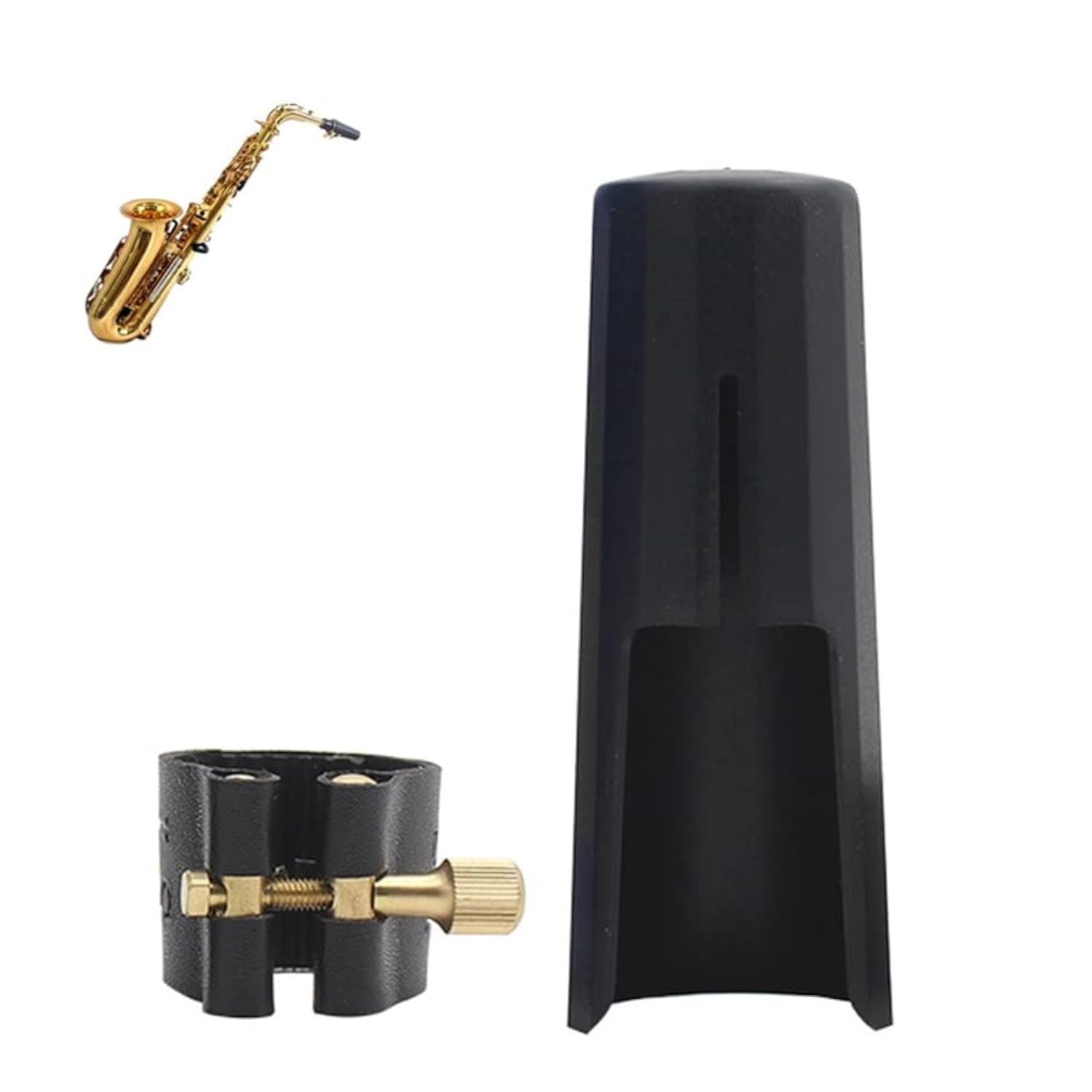 Woodwinds Capuchon pour bec de saxophone soprano en cuir avec embout en plastique pour saxophone (Soprano)