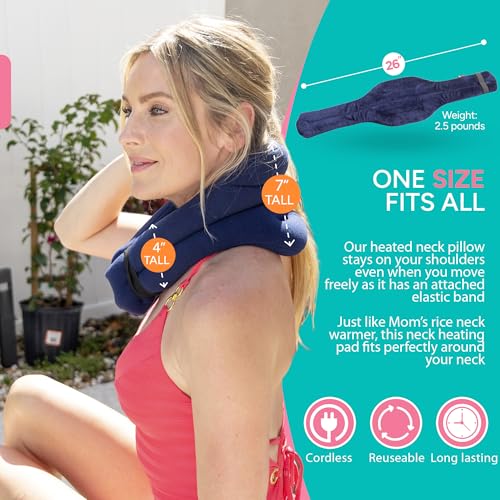 Image of SunnyBay Microwave Heating Pad, Microwavable Heated Neck and Shoulder Wrap with Wide Neck Coverage, Hands-Free Moist Aromatherapy Hot Pack with Lavender, 26x7 Inches, 2.5 lbs, Navy Blue