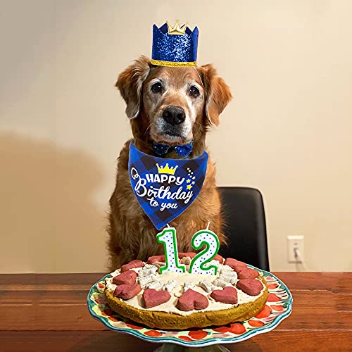 ADOGGYGO Dog Birthday Party Supplies, Dog Birthday Hat Bandana Scarf with Cute Dog Bow Tie for Small Medium Dogs Pets - Image 3