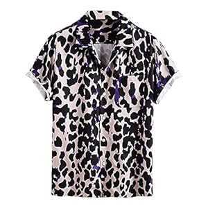Hawaiiaans Overhemd Voor Heren,Zomer Hawaiiaanse Shirts Mode Luipaard Print Hawaiian Button Shirts Tops Casual…