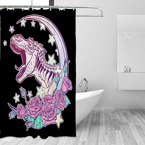 Rideau de douche 60x72 inch polyester imperméable dinosaure lune - 5