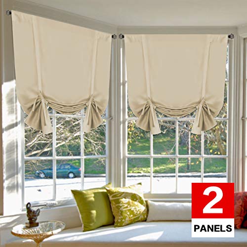 H.VERSAILTEX Blackout Energy Saving Thermal Insulated Tie Up Curtain for Small Window Home