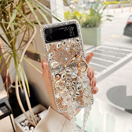 Bracelet chaînes strass téléphone étui pour Samsung Galaxy Z Flip