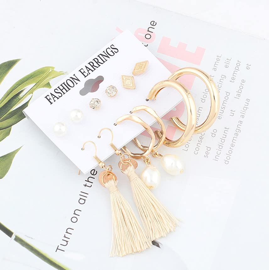 Image of ANNACREATIONS Stylish combo of pearl stud hoop earrings set for Women Girls