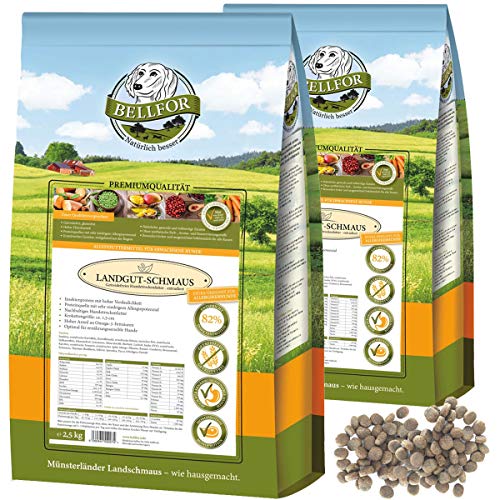 Bellfor Wiesen-Schmaus Hunde-Trockenfutter – Kaltgepresst, Getreidefrei, Mit Huhn, 4 Kg