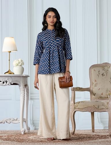 Image of Amazon Brand - Myx Women Cotton Printed A-line Short Kurti (Available in Plus Sizes)