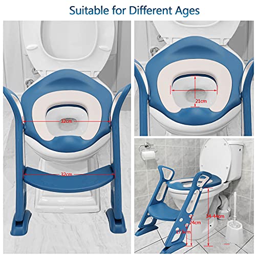 Toilettensitz mit Leiter und Griffe, Faltbarer Toilettentrainer, höhenverstellbare Kindertoilette, Töpfchentrainer für das Toilettentraining für Kleinkinder von 1 bis 7 Jahren - Image 7