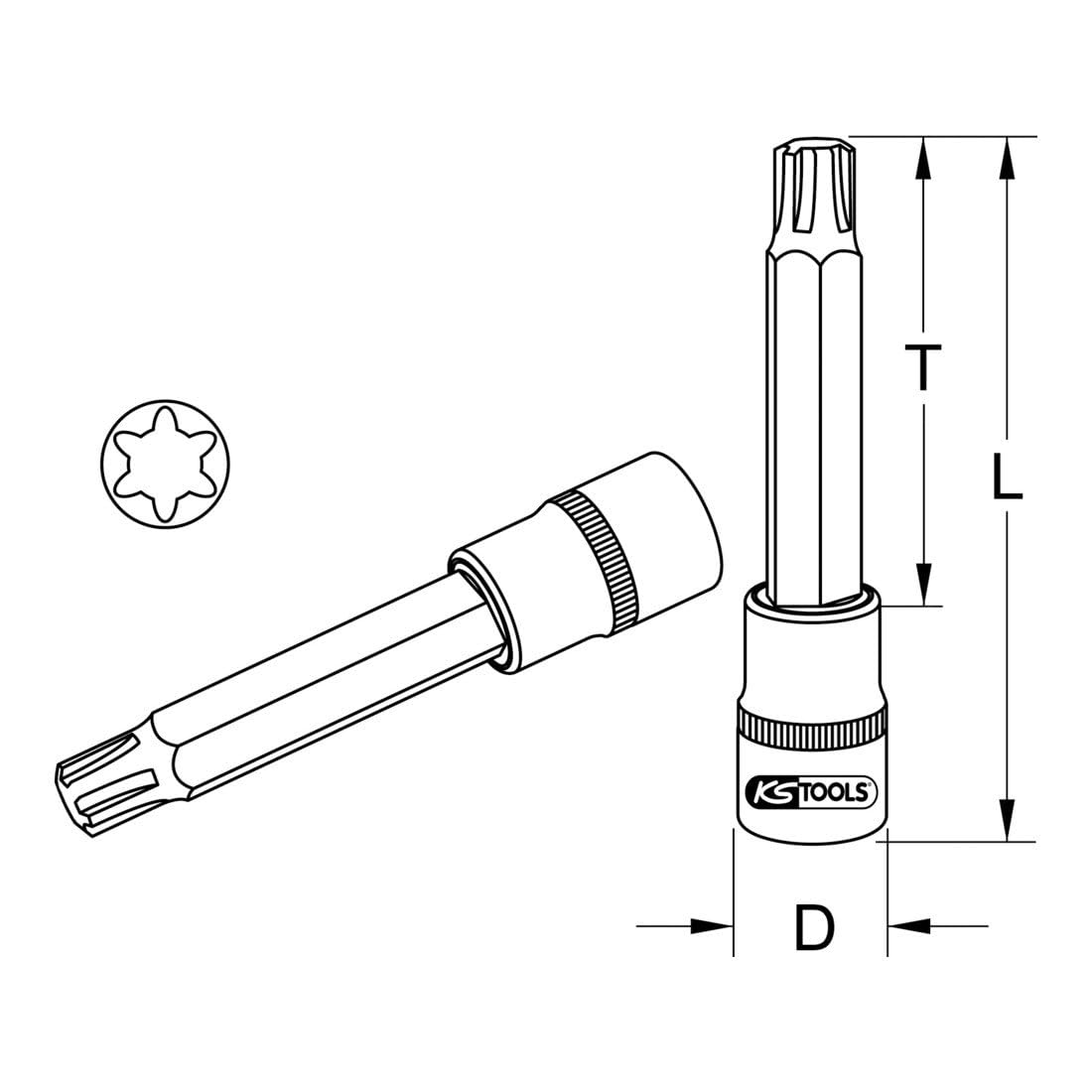 KS TOOLS 918.1807 1/2" CHROME + Bit socket for RIBE M6 - Image 2