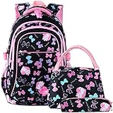 ▶ Mochila escolar 3 en 1 para niñas- -1 * mochila escolar + 1 * bolsa de almuerzo + 1 * estuche para lápices