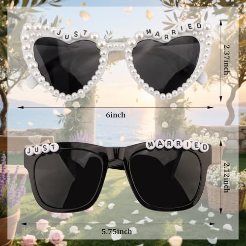 Just Married Decorations Bride And Groom Sunglasses for Just Married Wedding Party Decorations Wedding Sunglasses Accessories White And Black2