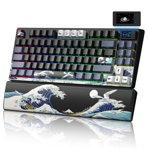 Womier S-K80 75% メカニカルゲーミングキーボード、ホットスワップ可能、ガスケットマウント、RGB、潤滑済みスタビライザー、カラーマルチメディアディスプレイ付き、Mac/Win用 (SK80PRO-ブラック)
