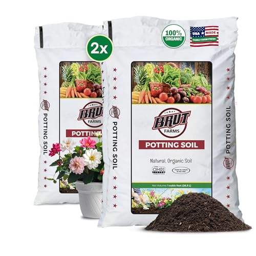 Brut Organic Potting Soil 1 CU FT – Premium Plant Soil with Organic Worm Castings, Trace Minerals...