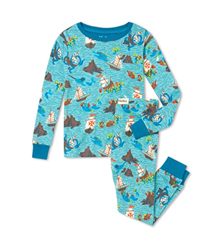 Hatley Boys' Organic Cotton PJ Set, Pirate Ships, 7 Years