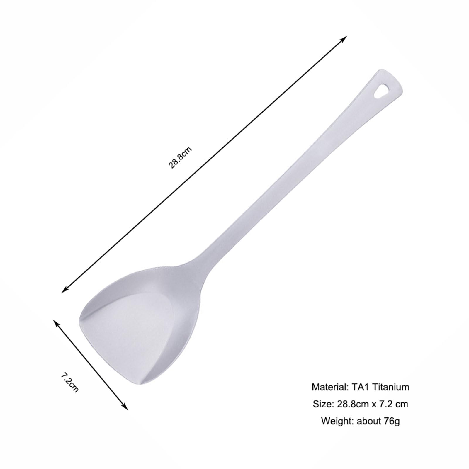 RUNGEASINI 28.8cm Titanium Spatula Lightweight Food Turner Durable Non-Toxic Cooking Flatware for Outdoor, Backpacking & Survival Gear (Smooth Handle)