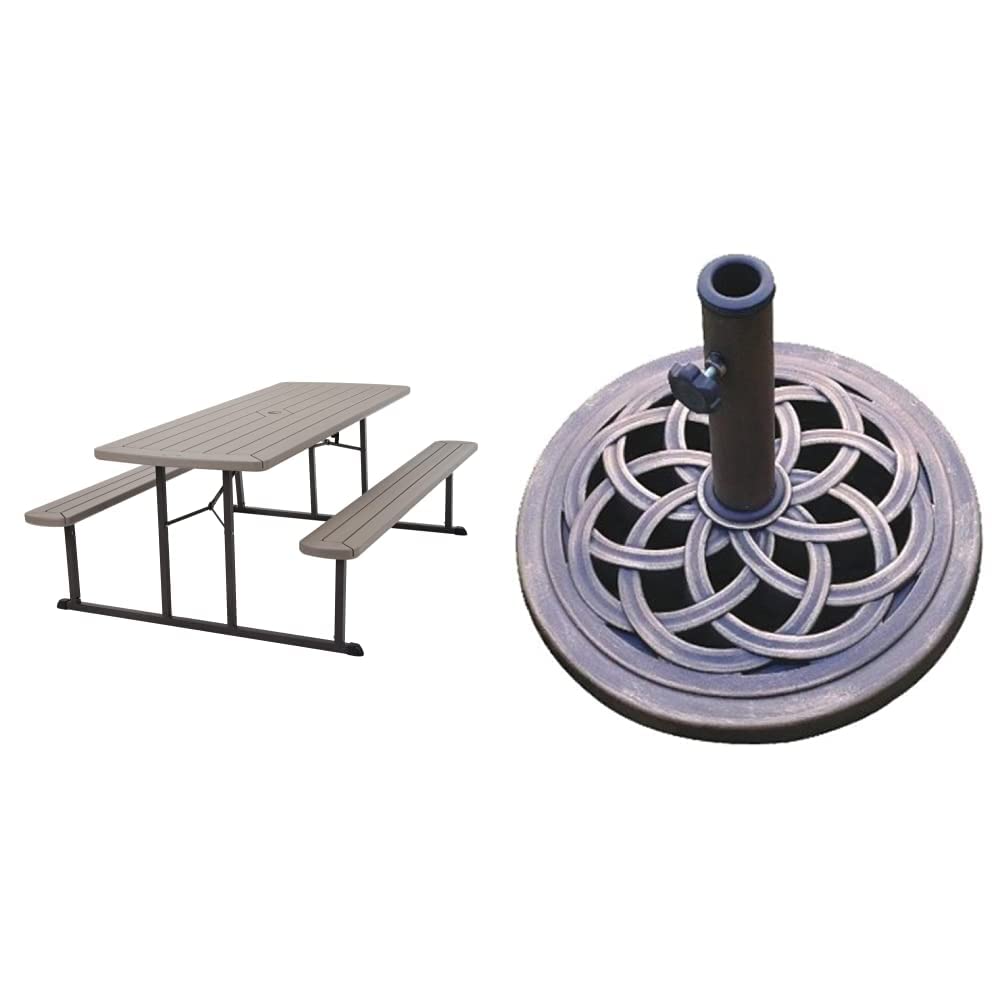 COSCO Outdoor Living 6 ft. Folding Picnic Table, Taupe Wood Grain with