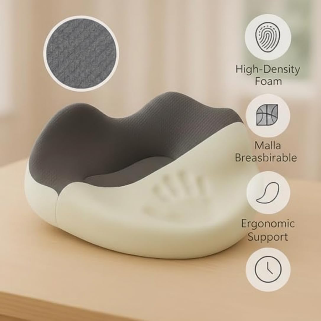 Cuscino Coccige - Cuscino ortopedico per sedile in memory foam per alleviare il mal di schiena, base antiscivolo per sedia da ufficio sedia a rotelle per auto, 37x44x10 cm