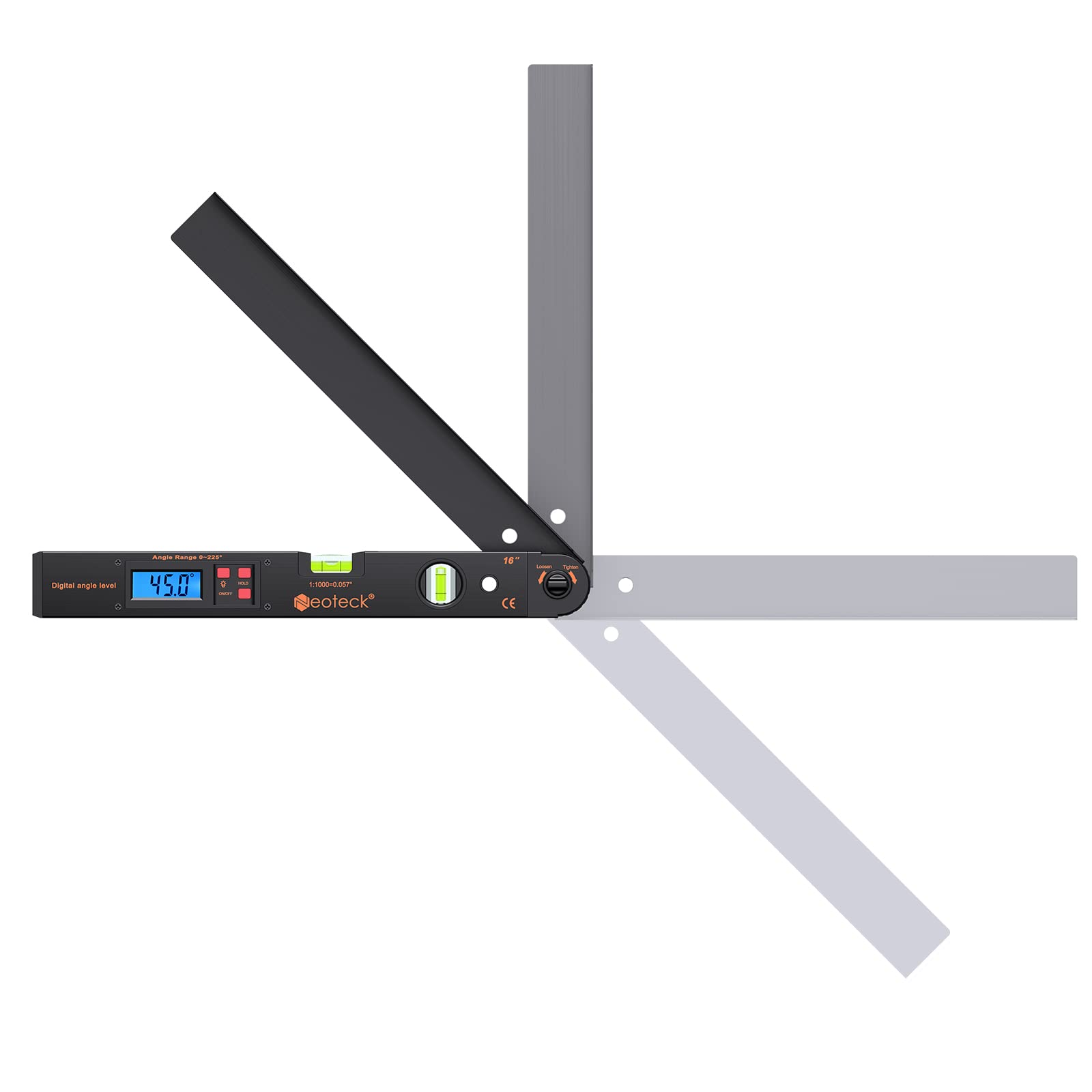 Goniometro Digitale Neoteck 400mm - Inclinometro LCD Retroilluminato, Precisione ±0.5°, 0-225° - Foto 8