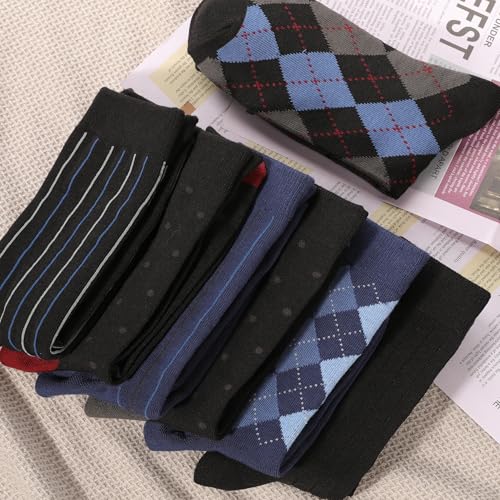 Image of BAMBOO COOL Men's Crew Socks Bamboo Viscose Breathable Rib Dress Socks For Men, Casual Lightweight Comfort 6 Pack
