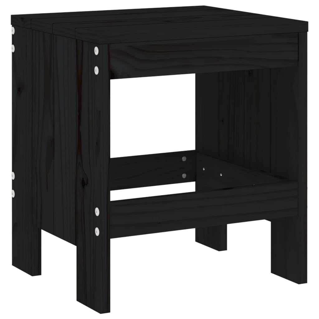 Stołki ogrodowe 2 szt. czarne 40x36x45 cm lite drewno sosnowe hokery z podpórką na stopy max 110 kg na patio balkon taras ogród