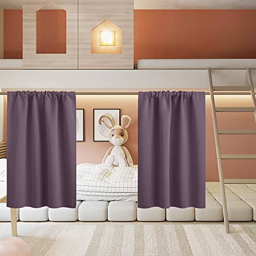RYB HOME Small Window Curtains for Kitchen, Thermal Insulated Privacy Shades for Bedroom Basement Bathroom Door Half Window Tiers, Width 34 x Length 36 inch, 2 Panels, Plum