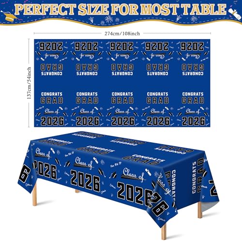 Image of OHOME Graduation Decorations 2026 2027- ๐๐๐๐ ๐๐๐ ๐๐๐๐ ๐๐๐๐๐ โ๐๐% ๐๐
๐
Disposable Plastic Blue Tablecloth for Class of 2026 Decorations Party Favors Supplies Banner,54 inch X 108 inch,2Pack