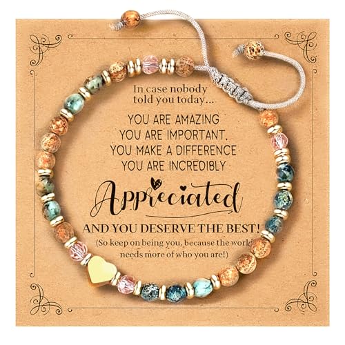LUNADORN Inspirational Friendship Bracelets for Women – Healing Natural Stone Bracelets Thinking of You Get Well Soon Gifts for Women, Sister and Friends on Mother's Day, Celebrations, Birthdays, Stocking Stuffers