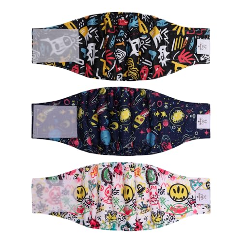 Image of CuteBone Dog Diapers Male Washable Belly Band for Male Dogs Wraps Black 3pcs a Pack DM54XS