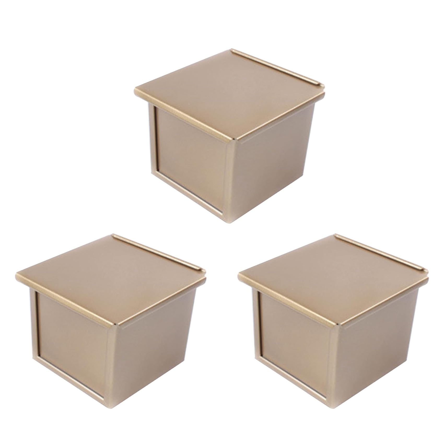 Vjsujehgy 3X Mini Loaf Pan with Lid, Dough Capacity Non-Stick Rectangle Flat Toast Box for Oven Baking