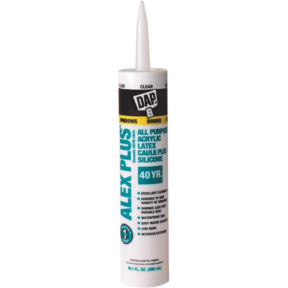DAP 18156 11 Oz Clear Alex Plus Acrylic Latex Caulk with Silicone