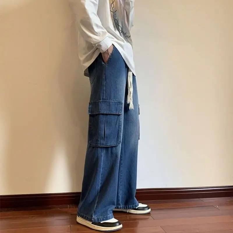 Loose Straight Jeans Man Jeans Cargo Pants Classic Casual Waist Male Trousers3
