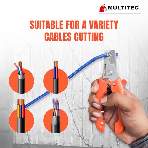 Image of MULTITEC 160-B Wire Cutter & Stripper | 2-in-1 Stainless Steel Electrical Hand Tool for Home & Industrial Use | Manual Wire Stripping & Cutting Tool with Safety Lock and Comfortable Grip