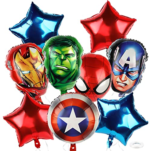 Gxhong 9er Set The Avengers Folienballon Superhero Geburtstag Deko Spider-Man Themen Party Geburtstags Dekoration Luftballons Party Geburtstagsparty , Kindergeburtstag Deko für Jungen Cover