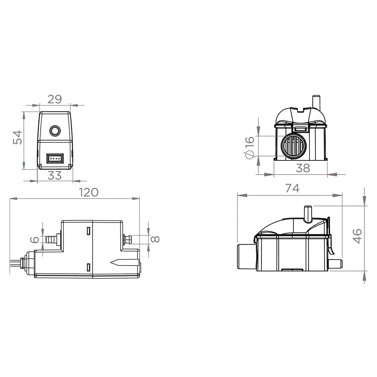 SFA - Pompe Sanicondens Clim Mini S - Relevage Des Condensats De Climatisation - Format Miniature - Silencieux 21 dB(A) - Bloc Détection Transparent - Montage Facile - Pompe 12 x 2,9 x 5,4 cm