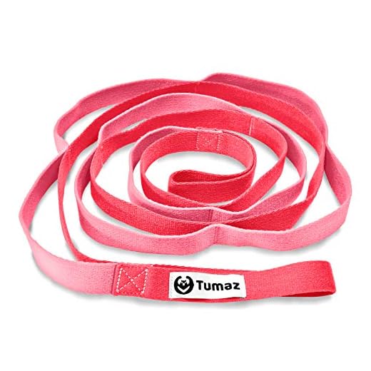 Tumaz Stretch Strap - 10 Loops & Non-Elastic Band - The Ideal Home Workout Stretching Strap for PT(Physical Therapy), Yoga, Pilates, Dance - [Extra Thick, Durable, Soft - Comes with Travel Bag]…