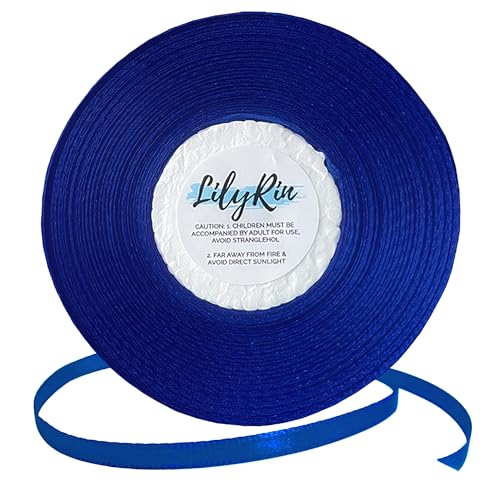 Image of Royal Blue Ribbon 1 /4 Inches 36 Yards Satin Roll Perfect for Scrapbooking, Art, Wedding, Wreath, Baby Shower, Packing Birthday, Wrapping Christmas Projects Dark