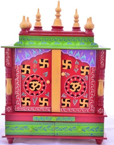 Temple hindou en bois de qualité supérieure Mandap sculpté avec ampoule