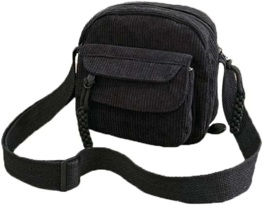 Women's Crossbody Bag Cute Corduroy Shoulder Bag Fashion Aesthetic Small Wallet Bag Adjustable Strap