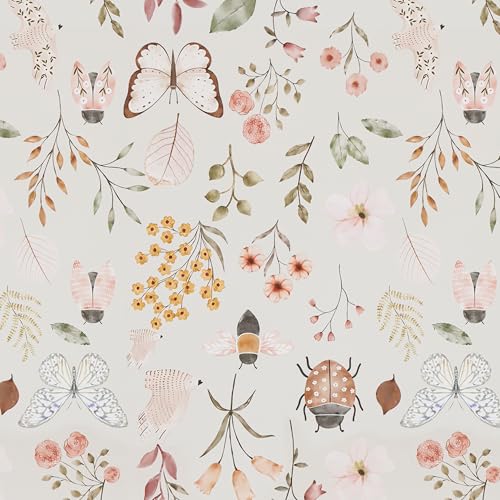 AMIGO Papel Pintado Autoadhesivo Verde con Flores y Mariposas para Cuartos de baño, Salones y Dormitorios 44x300cm