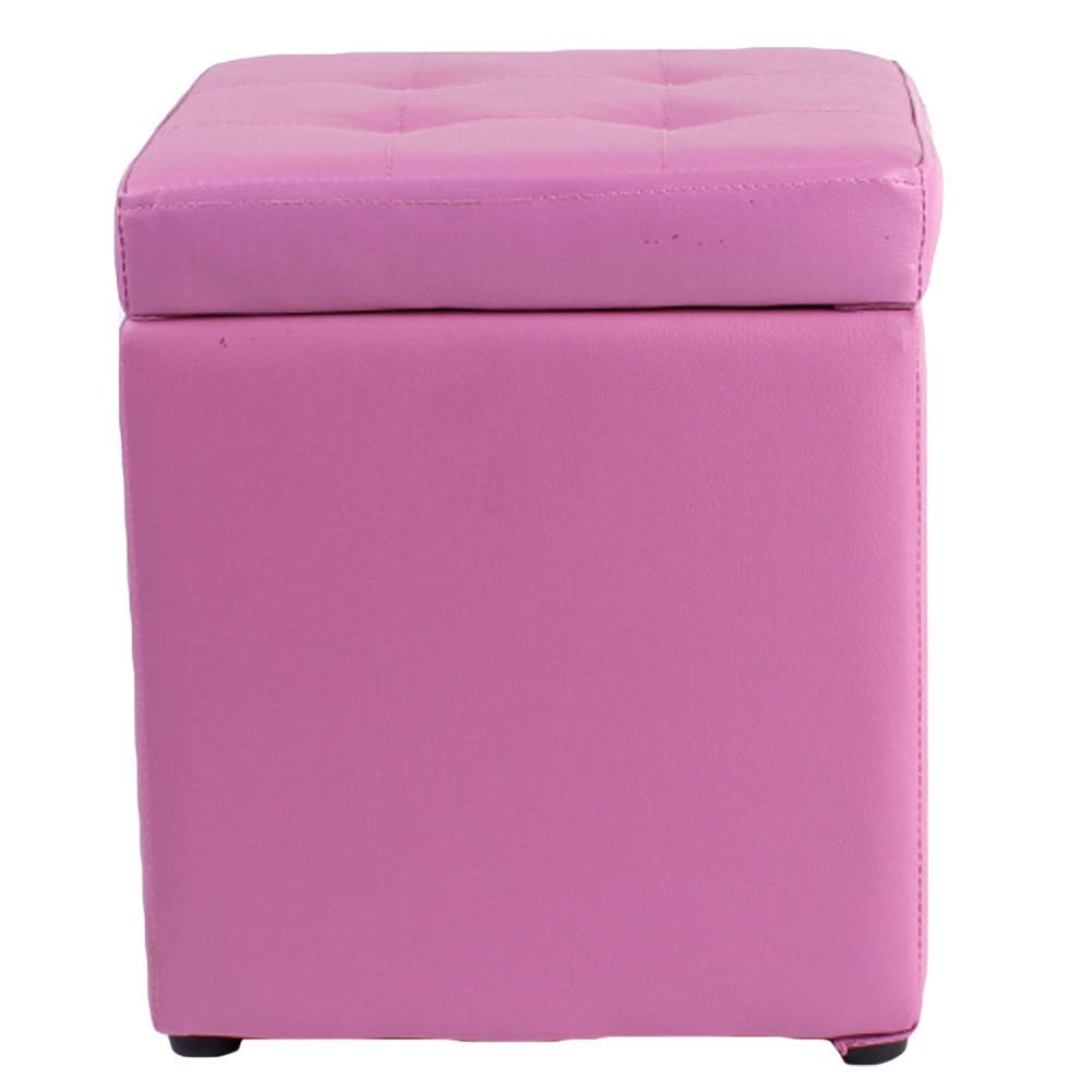 Pouf de rangement en similicuir violet 30x30x35cm avec couvercle à charnière