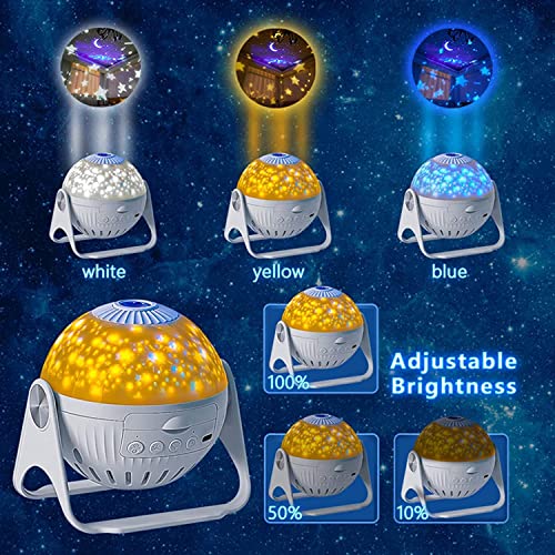 Image of Planetarium Projector, 6 in 1 Galaxy Projector Night Light with Nebula Moon Planets Aurora, 360 Rotating Focusable Star Projector Lamp for Baby Kids Bedroom Ceiling /Game Room /Party /Bar