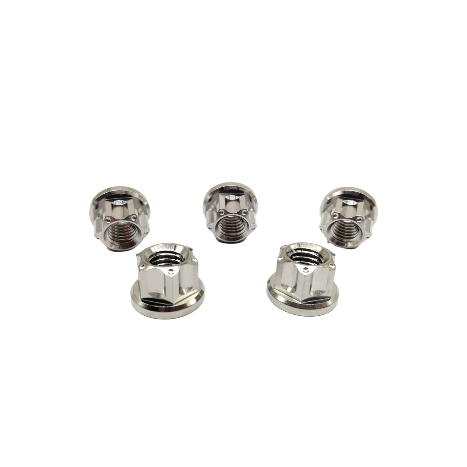 Muttern M6 M8 M10 M12 Mutter Sechskantflanschbolzen Schraubenmutter für Lokomotive und Motorrad Fahrrad Auto Boot Bremszubehör Titanbefestigungen Titanmutter 5er-Pack