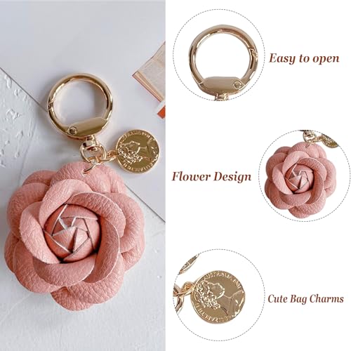 Cute Bag Purse Charms for Handbags White Pink Black Flower Leather Keychain Birthday Christmas Gifts3