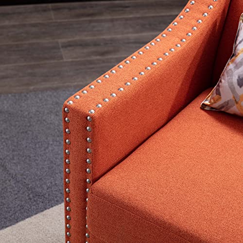 Homsof Accent Armchair Living Room Chair With Nailheads And Solid Wood Legs, One Size, Orange #TOP3