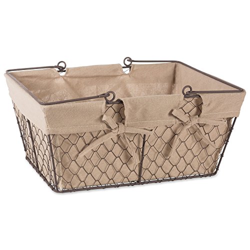 DII Chicken Wire Baskets for Storage with Removable Fabric Liner, Egg, Natural