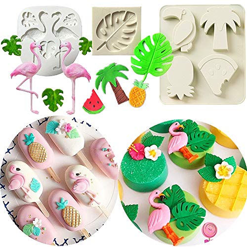 JeVenis 3 PCS Hawaiian Baby Shower Cake Mold Tropical Baby Shower Cookie Cutters Tropical Palm Leaves Baby Shower Sugar Cookies Mold