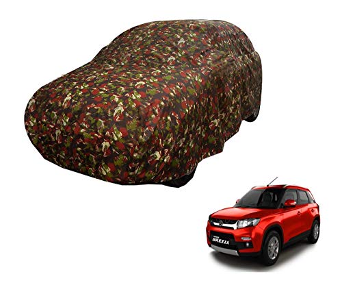 Image of Auto Hub Car Cover Compatible with Maruti Vitara Brezza (Model : 2015-2021) with Weather Proof, Triple Stitched, Vitara Brezza Car Cover Jungle Look