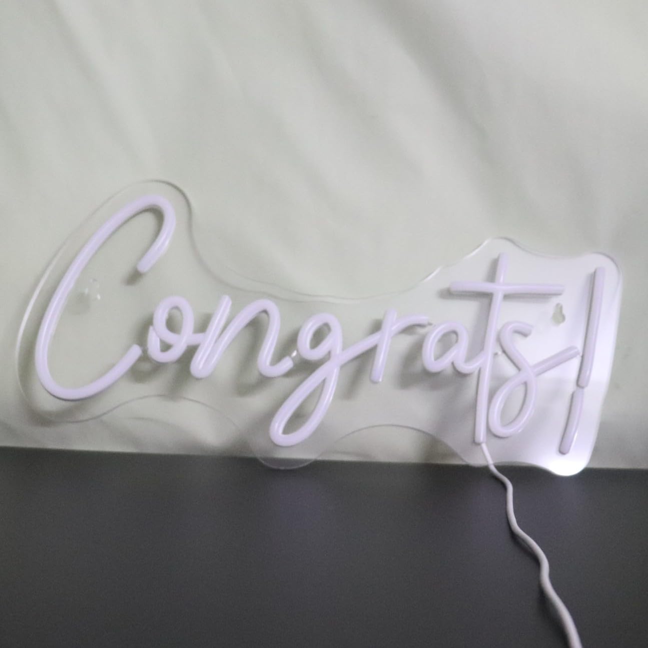 "Congrats!" Pink LED Neon Sign for Graduation Ceremony - Image 2