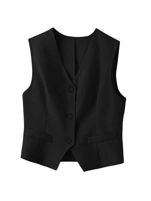 Verdusa Womens Old Money Button Down Blazer Vest Sleeveless Business Causal Jacket Tops
