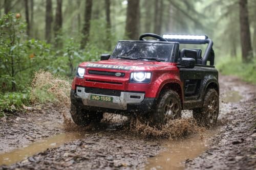 Image of 4X4 Defender Heavy Duty 12V Electric Ride On for Kids with Remote Control 1-7Yrs Car Battery Operated Ride On (Metallic Red)